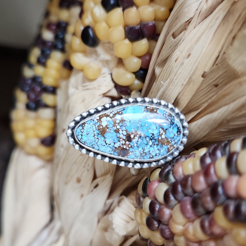 Stunning NWOT Native American Navajo Golden Hills Turquoise Ring 💙💍🤎